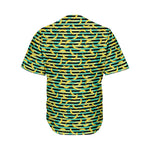Teal Striped Banana Pattern Print Men's Baseball Jersey