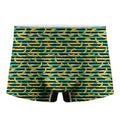 Teal Striped Banana Pattern Print Men's Boxer Briefs