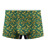 Teal Striped Banana Pattern Print Men's Boxer Briefs