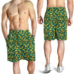 Teal Striped Banana Pattern Print Men's Shorts