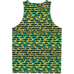 Teal Striped Banana Pattern Print Men's Tank Top