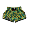 Teal Striped Banana Pattern Print Muay Thai Boxing Shorts
