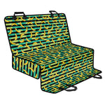 Teal Striped Banana Pattern Print Pet Car Back Seat Cover