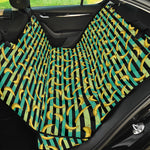 Teal Striped Banana Pattern Print Pet Car Back Seat Cover