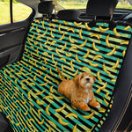 Teal Striped Banana Pattern Print Pet Car Back Seat Cover
