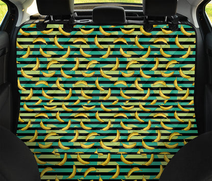 Teal Striped Banana Pattern Print Pet Car Back Seat Cover