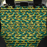 Teal Striped Banana Pattern Print Pet Car Back Seat Cover