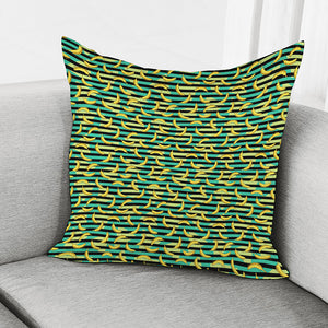 Teal Striped Banana Pattern Print Pillow Cover