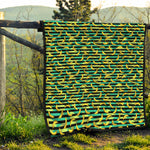 Teal Striped Banana Pattern Print Quilt