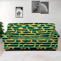 Teal Striped Banana Pattern Print Sofa Cover