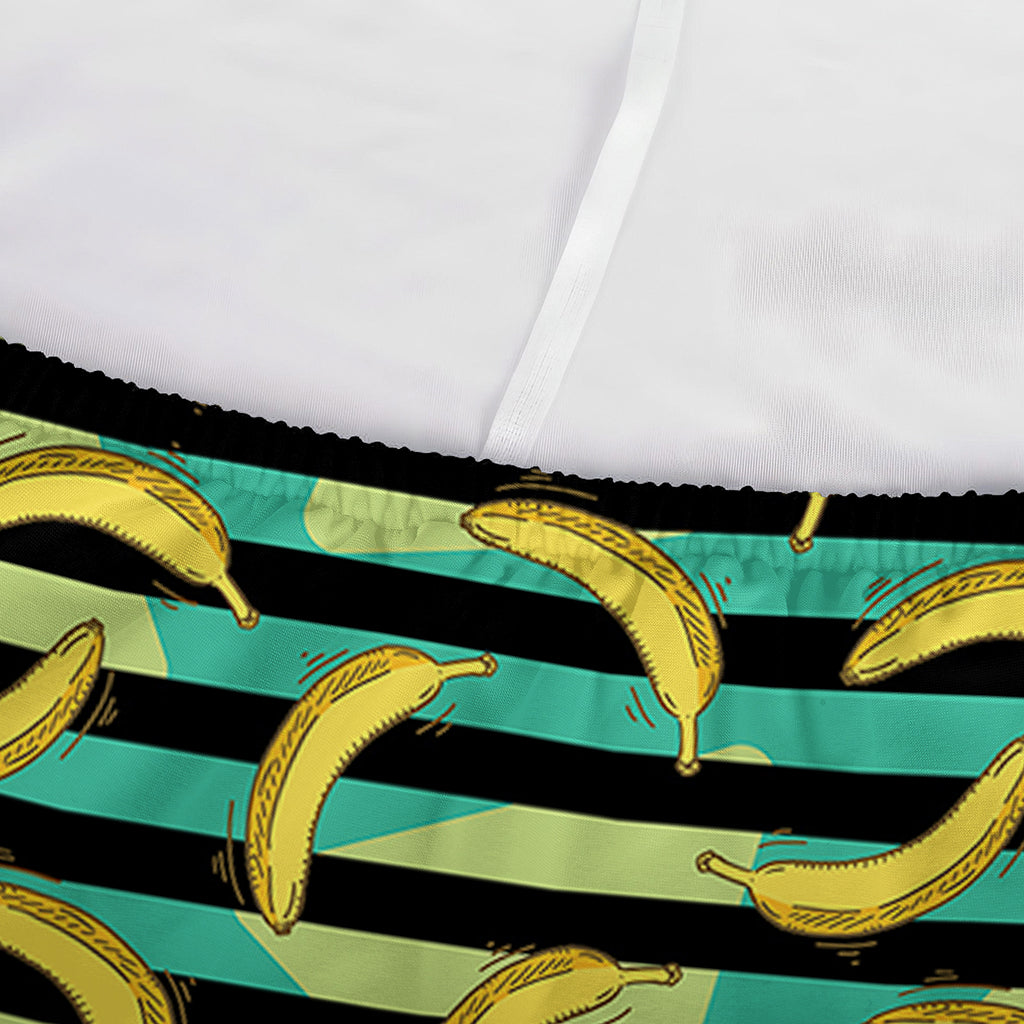 Teal Striped Banana Pattern Print Sofa Cover