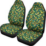 Teal Striped Banana Pattern Print Universal Fit Car Seat Covers