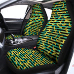 Teal Striped Banana Pattern Print Universal Fit Car Seat Covers