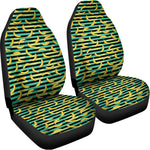Teal Striped Banana Pattern Print Universal Fit Car Seat Covers