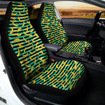 Teal Striped Banana Pattern Print Universal Fit Car Seat Covers