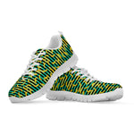 Teal Striped Banana Pattern Print White Sneakers