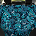 Teal Sugar Skull Flower Pattern Print Pet Car Back Seat Cover