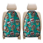 Teal Sugar Skull Pattern Print Car Seat Organizers