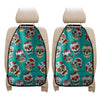 Teal Sugar Skull Pattern Print Car Seat Organizers