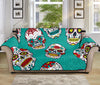 Teal Sugar Skull Pattern Print Sofa Protector