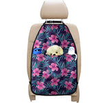 Teal Tropical Hibiscus Pattern Print Car Seat Organizers