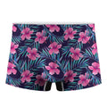 Teal Tropical Hibiscus Pattern Print Men's Boxer Briefs
