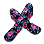 Teal Tropical Hibiscus Pattern Print Muay Thai Shin Guard