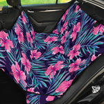 Teal Tropical Hibiscus Pattern Print Pet Car Back Seat Cover
