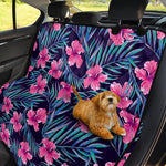 Teal Tropical Hibiscus Pattern Print Pet Car Back Seat Cover