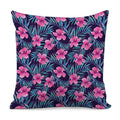 Teal Tropical Hibiscus Pattern Print Pillow Cover