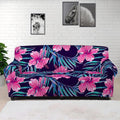 Teal Tropical Hibiscus Pattern Print Sofa Cover
