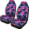 Teal Tropical Hibiscus Pattern Print Universal Fit Car Seat Covers