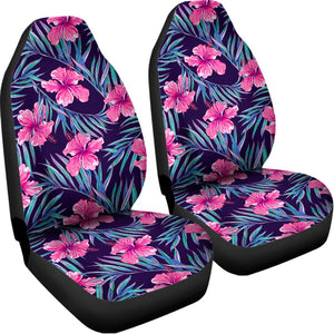 Teal Tropical Hibiscus Pattern Print Universal Fit Car Seat Covers