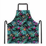 Teal Tropical Leaf Hawaii Pattern Print Apron