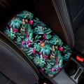 Teal Tropical Leaf Hawaii Pattern Print Car Center Console Cover