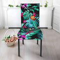 Teal Tropical Leaf Hawaii Pattern Print Dining Chair Slipcover