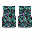 Teal Tropical Leaf Hawaii Pattern Print Front Car Floor Mats