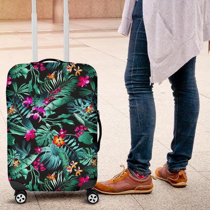 Teal Tropical Leaf Hawaii Pattern Print Luggage Cover GearFrost