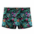 Teal Tropical Leaf Hawaii Pattern Print Men's Boxer Briefs