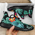 Teal Tropical Leaf Hawaii Pattern Print Mesh Knit Shoes