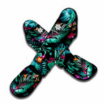 Teal Tropical Leaf Hawaii Pattern Print Muay Thai Shin Guard