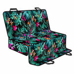 Teal Tropical Leaf Hawaii Pattern Print Pet Car Back Seat Cover