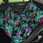 Teal Tropical Leaf Hawaii Pattern Print Pet Car Back Seat Cover