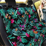 Teal Tropical Leaf Hawaii Pattern Print Pet Car Back Seat Cover