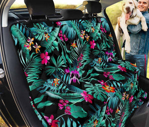 Teal Tropical Leaf Hawaii Pattern Print Pet Car Back Seat Cover