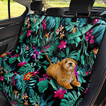 Teal Tropical Leaf Hawaii Pattern Print Pet Car Back Seat Cover