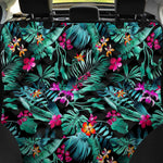 Teal Tropical Leaf Hawaii Pattern Print Pet Car Back Seat Cover