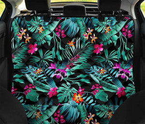 Teal Tropical Leaf Hawaii Pattern Print Pet Car Back Seat Cover