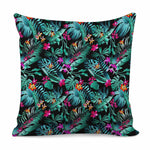 Teal Tropical Leaf Hawaii Pattern Print Pillow Cover