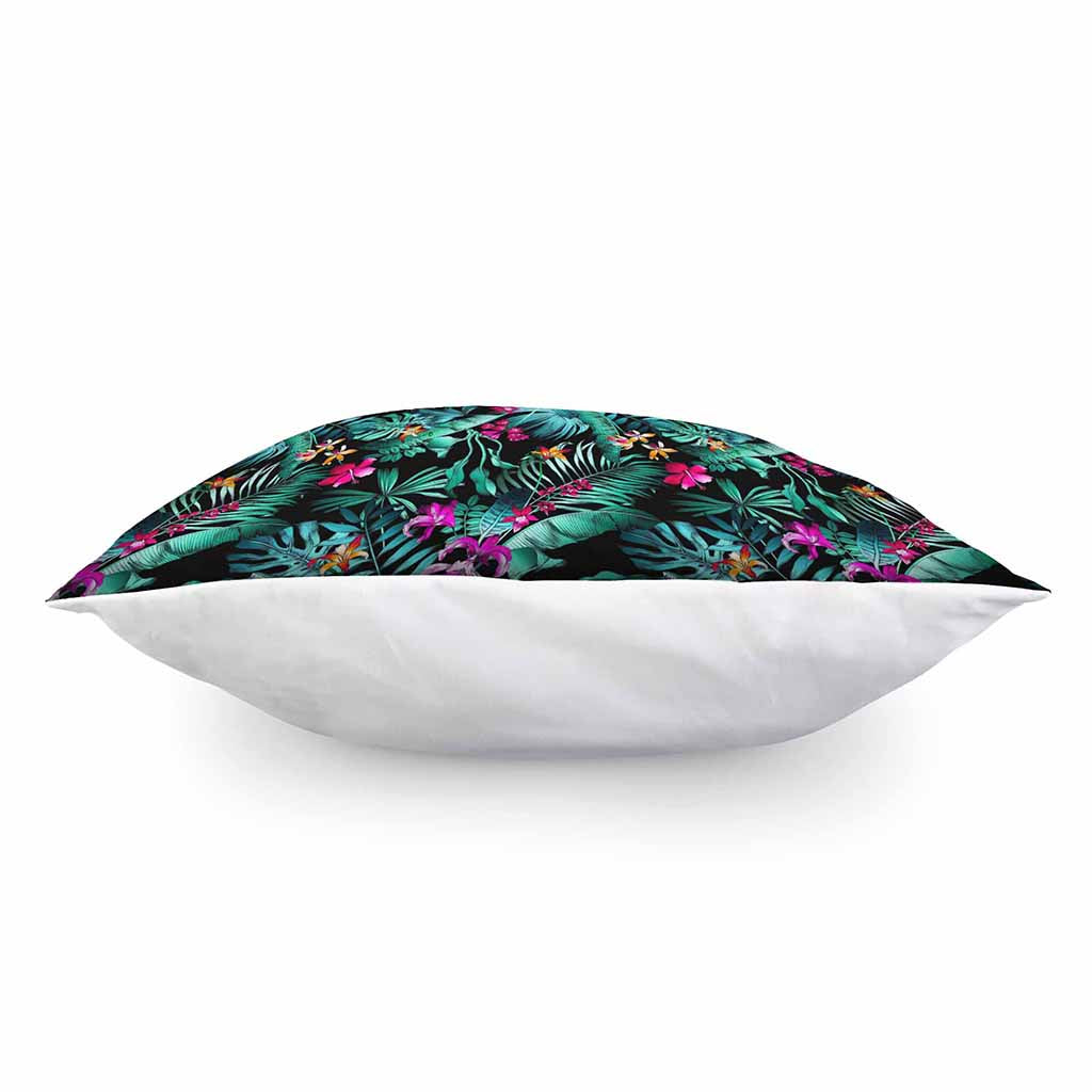 Teal Tropical Leaf Hawaii Pattern Print Pillow Cover